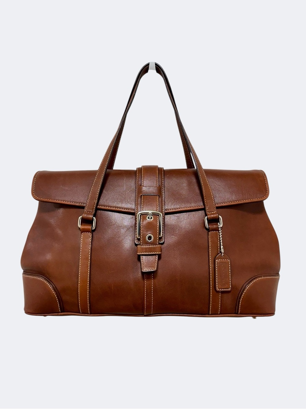 Vintage Coach Hamptons Flap Satchel Brown Glovetanned Leather Bag 9268
